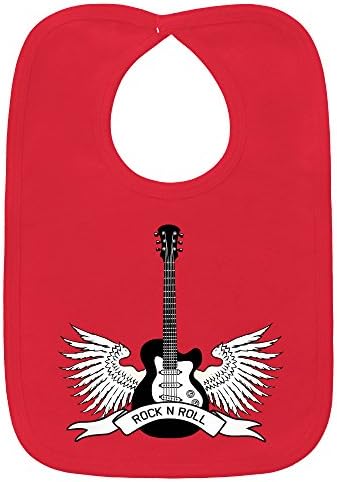 Winged Guitar Rock N Roll Red Cotton Baby Bib (One Size)