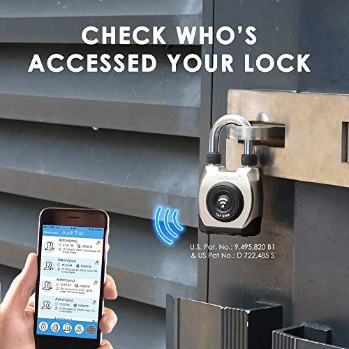 eGeeTouch Outdoor Smart Padlock 3rd Gen, Weatherproof, Rugged Design for Commercial use, Bluetooth c/w NFC Fob (Dual Pack Short Shackle)