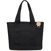 MIPOHAM Canvas Tote Bag for Women,Shoulder Bag,Tote Bag with Zipper Canvas Handbag Travel Bags with Keychain