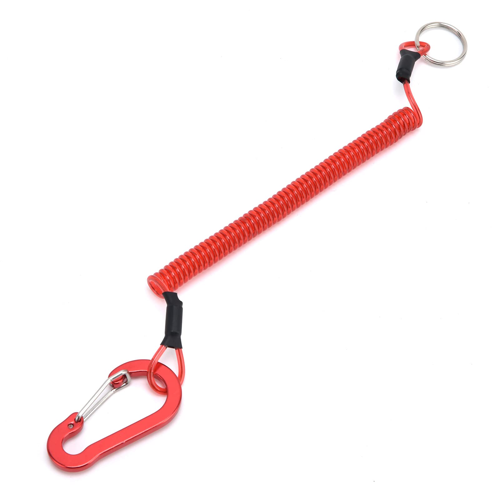 Fishing Lanyard Safety Rope Retractable Safety Spring Coiled Ropes for Fishing Rods and Fly Fishing Nets(red)