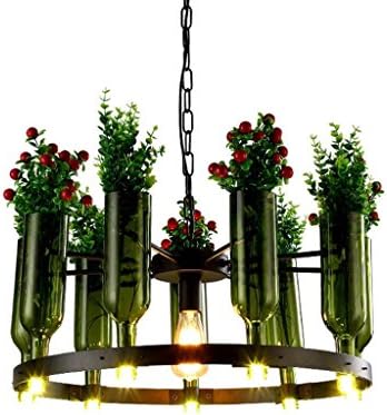 DEED Lamp-Illuminated Creative Personality Glass Chandeliers Creative Flower Shop Fruit Shop Living Room Dining Table Lighting Cafe Plant Bottle Chandelier Hanging Chain Decorative Lighting,65 * 38cm