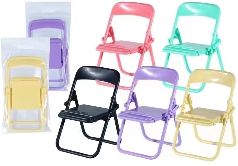 MASINIES 5 Pack Chair Shape Phone Stand, Mobile Phone Holder Mini Chair Shape Cell Phone Holder, Foldable Universal Phone Desk Stander Holder, Multi-Angle Table Cradle (#1)