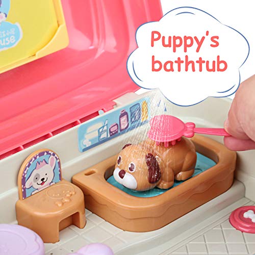 GrowthPic Dog Playset Toys for Kids, Dog Animals Toy with Carrier Puppy Toys Pretend Play Pet Toy with Realistic Sounds & Music, Play Dogs Educational Learning Toys Best for 3, 4, 5, and 6 Year Olds - Thumbnail 6