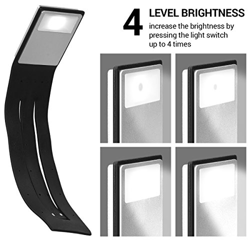 image for kwmobile LED Clip On Reading Light - Flexible Bookmark Book Lamp 4 Lev