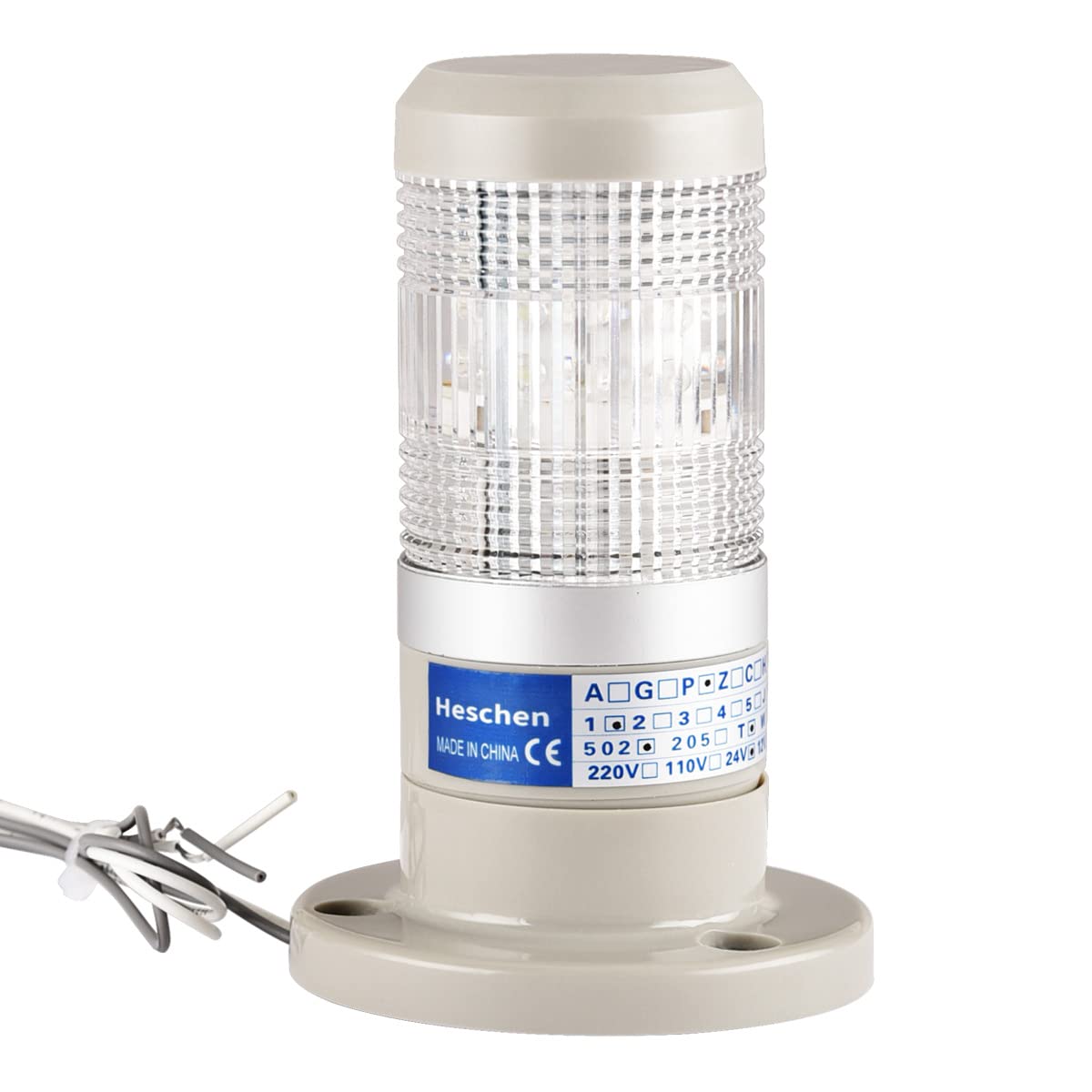 Heschen LED Bulb Warning Light Tower Signal Light, 24VDC, White, 2 Wires