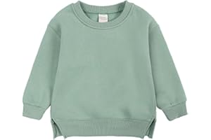 RUKOSU Toddler Baby Boy Girl Fleece Pullover Sweatshirt Solid Color Crewneck Blouse Shirt Tops Warm Fall Winter Clothes
