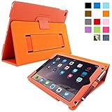 Snugg iPad Air & New iPad 9.7 inch 2017 Case - Smart Cover Case with Kick Stand & (Orange Leather) for the Apple iPad Air 1 (2013)