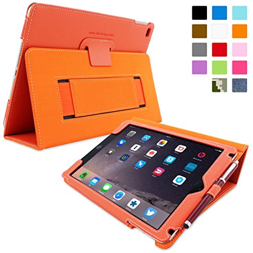 Snugg iPad Air & New iPad 9.7 inch 2017 Case - Smart Cover Case with Kick Stand & (Orange Leather) for the Apple iPad Air 1 (2013)