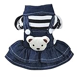vmree Dog Apparel, Small Pet Dog Cat Puppy Dress Strap Denim Skirt Clothes Apparels (M, Black)