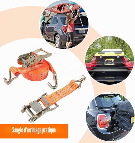 4 Sets of Tie Down Straps, 2000 kg Resistance, 4 m × 38 mm Towing Straps, Ratchet Strap with Hook, Tightening Straps with Ratchet Tensioner for Trailers, Motorcycles, Cars