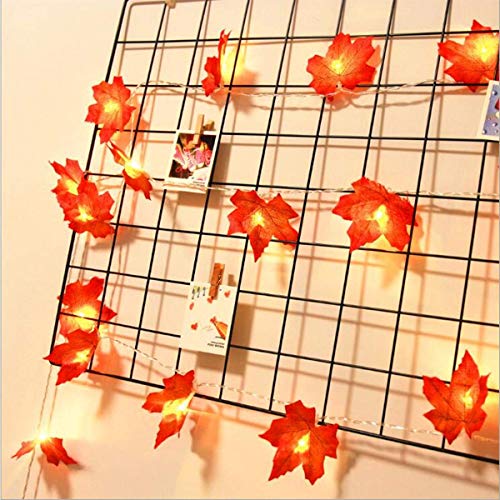 2 Pack Maple Leaves Garland String Lights 40 LED Lights 20ft Waterproof Fall Decoration Seasonal Lights for Holiday Party Indoor Outdoor Decor Birthday Gift 3AA Battery Operated - Thumbnail 2