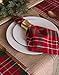 DII Holiday Dining Table Linen Collection Tartan Holly Plaid, Square Cloth Napkin Set, 20x20, Red & Green, 6 Count