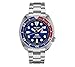Seiko Men's Prospex Automatic Diver Silvertone Watch with Blue Bezel