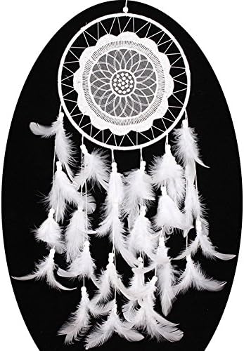 Dream Catcher, White Handmade Lace Feather Bead Hanging Ornament Wall Hanging Decoration Craft Gift Car Decorations (White Handmade Lace)