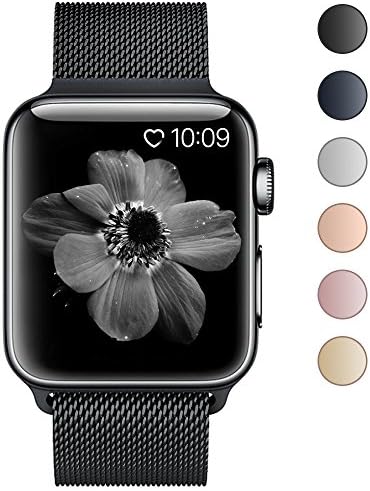 Lelong for Apple Watch Band,Milanese Loop Fully Magnetic Clasp Stainless Steel Mesh iWatch Band for Apple Watch Series 3 Series 2 Series 1 Sport &amp; Edition- 42mm Black