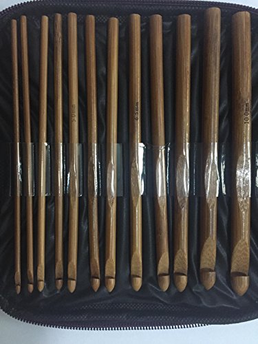 JISTL Crochet Hooks Set,Bamboo&Wooden Crochet Hooks,Eye Blunt Needles Crochet Needles Set with Case,Ergonomic Handle Colorful Plastic Handles Knitting Needles Weave Yarn Case 20 - Thumbnail 7