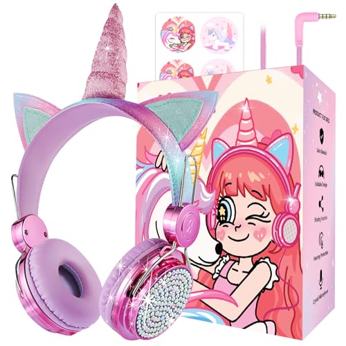 Charlxee Kids Unicorns Headphones Mic