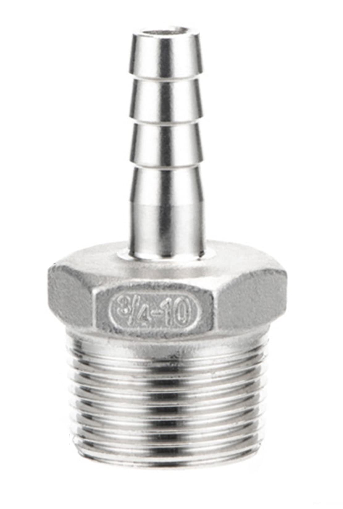 Anawakia Male Thread Hose Connector Barb Tail Connector Barbed Hose Connector Adapter Dfe Stainless Steel Pipe Tail (3/4" x 10mm)