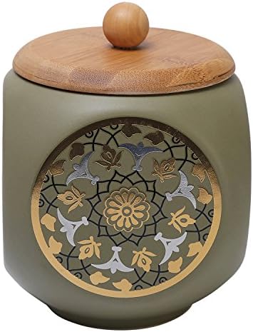 Toygully Ceramic Homemade Cookie Jar with Wooden Lid for Storage (Multicolour, 1L)