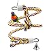 Rusee Rope Bungee Bird Toy, Small or Medium-Sized Parrot Toy Pure Natural Colorful Bead Cage Parrot Chewing Toy