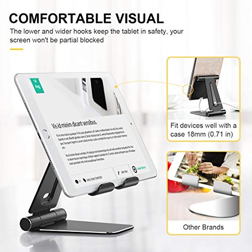 Humixx Tablet Stand, Dual Adjustable Phone Stand [Sturdy No-Slip/Shaking] Foldable Holder Dock Compatible with iPad Pro 12.9 Mini Air Samsung Galaxy Kindle Fire Nintendo Switch Pad 4-13 Inch Tablets - Thumbnail 6