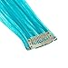 SWACC 12 Pcs Multi-Colors Party Highlights Clip on in Hair Extensions Colored Hair Streak Synthetic Hairpieces (22-Inch Straight, 6 Pcs Teal + 6 Pcs Blue)