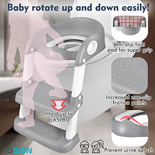 AOSIONPotty Training Seat with Step Stool Ladder, Potty Seat with