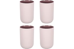 uxcell 4Pcs Plastic Drinking Cups, Double Color Unbreakable Reusable Bathroom Cup Mouthwash Cup Toothbrush Tumbler Holder, Pi