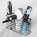 mDesign Steel Wall Mount Hair Dryer Storage Organizer - Hair Styling Tool Basket for Bathroom and Bedroom, Holds Hair Dryer, Flat Iron, Curling Wand, Hair Straightener, Linelle Collection - Dark Gray