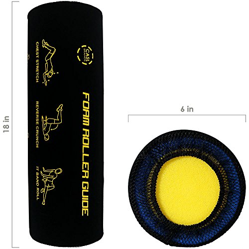 CASL Brands High Density Foam Roller with 9 Printed Instructional Exercises for Deep Tissue Muscle Massage, 18 Inch - Perfect for Physical Therapy or Workouts
