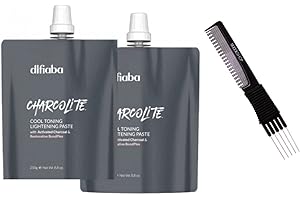 ACYEAH edgy DIFIABA Charcolite Cool Toning Lightening Paste w/ Activated Charcoal & Restorative BondPlex, Hair Bleach Lightener 8.8 Ounce (PACK OF 2)