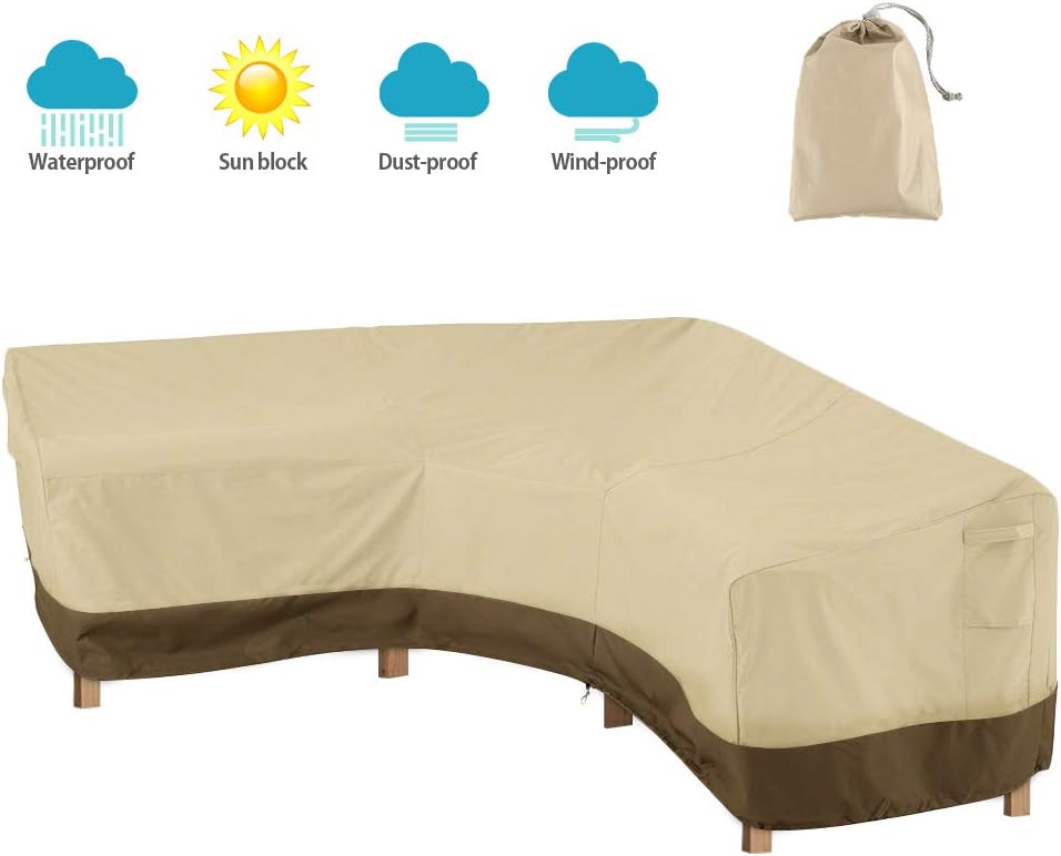 BullStar Patio Sectional Furniture Cover Waterproof Outdoor Sofa Cover L-Shaped Garden Couch Protector, Right Facing