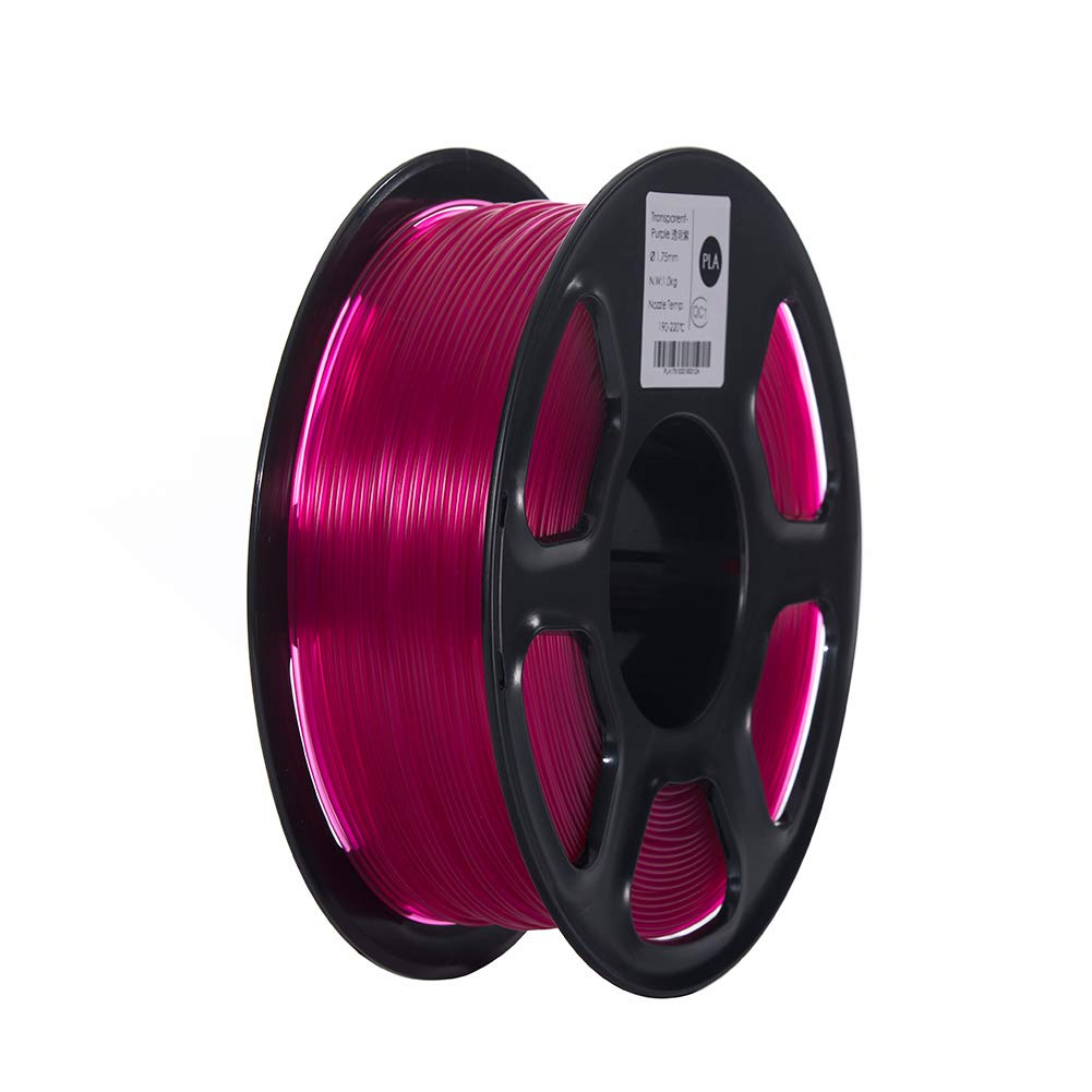 TOPZEAL 3D Printer Filament, Transparent Series Color PLA Filament 1.75mm, Dimensional Accuracy +/- 0.05mm, 2.2LBS(1KG) Spool for 3D Printer and 3D Pen (Transparent-Purple)