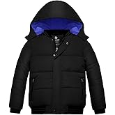 Wantdo Boy's Padded Winter Coat Water-Resistant Puffer Jacket with Removable Hood