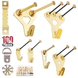 Hilitchi Picture Hangers, 160-Pcs Professional Frame Hanging Picture Hanging Kit Hanger - Heavy Frame Hooks for Wall Mounting Holds 5-100 lbs