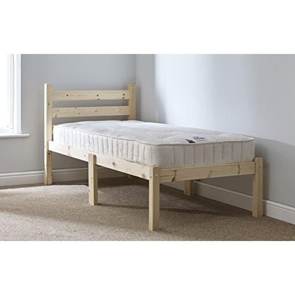STRICTLY BEDS&BUNKSThor Pine Single Bed Frame including Sprung Mattress (15 cm), Single 2ft 6 (5ft 9 L โ image 1