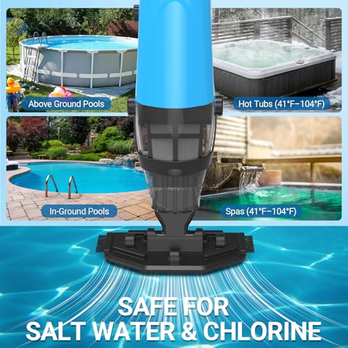 Cordless Handheld Pool Vacuum for Above Ground Pool, 18GPM Powerful Suction/87” Extension Pole/60Mins Runtime, Spot Fast Cleaning Pool Vacuum Cleaner for Spas Inground Above Ground Pool Vacuums (Blue)