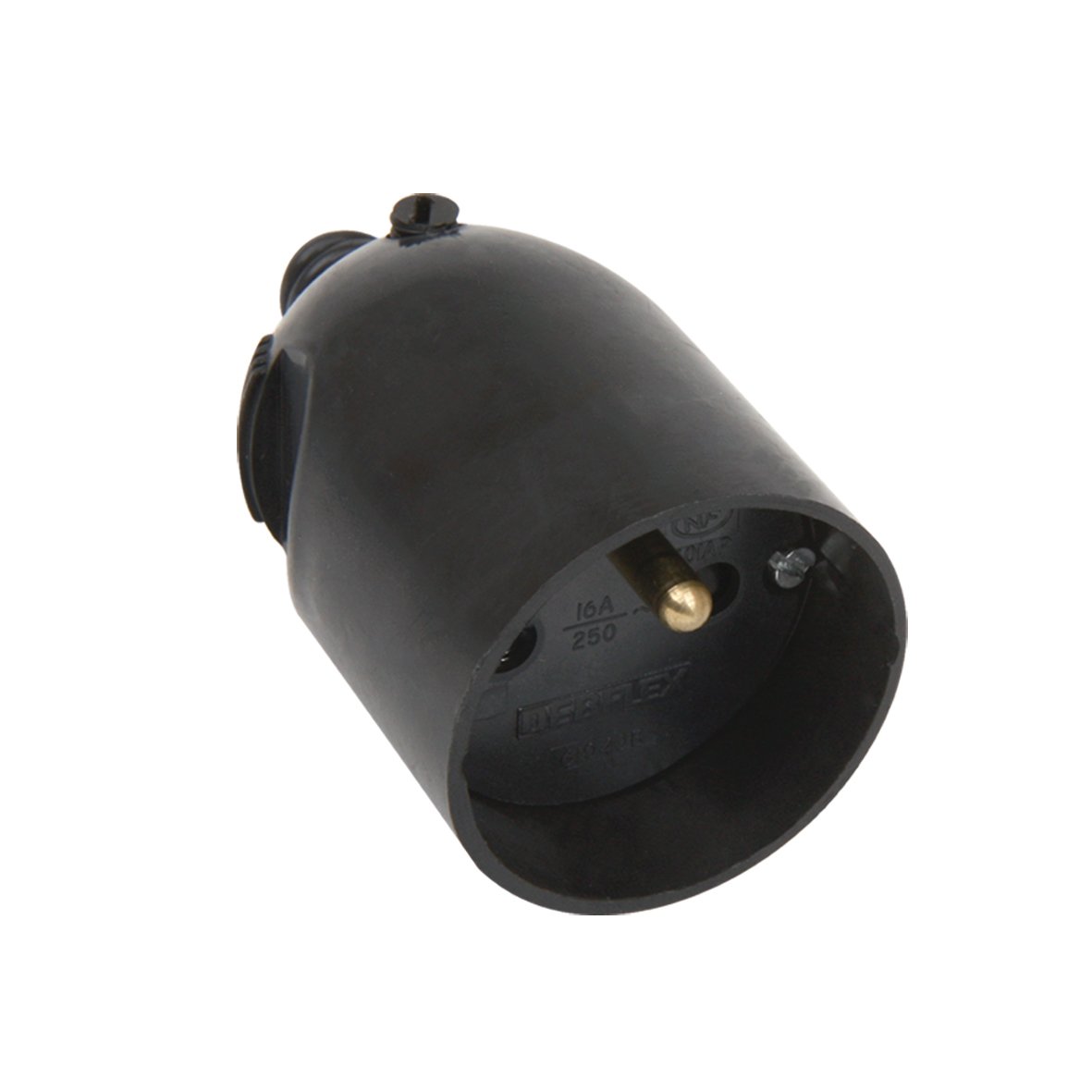 Debflex 713390 Straight Female Connector 2P + T 16 A Headdress Black