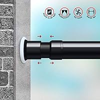 Moyeno Tension Curtain Rods Heavy Duty Room Divider Tension Shower Curtain Rods No Drilling, Adjustable Bathroom Rust Free Tension Rod (Black, 28-43 Inches)