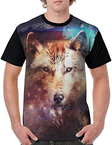 Clever Galaxy Wolf Adult Casual Print Tshirt Short Sleeves Undershirt T-Shirt Tees Tops For Workout Medium