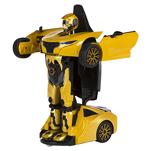Coche teledirigido transformable en robot, escala 1:14, color amarillo