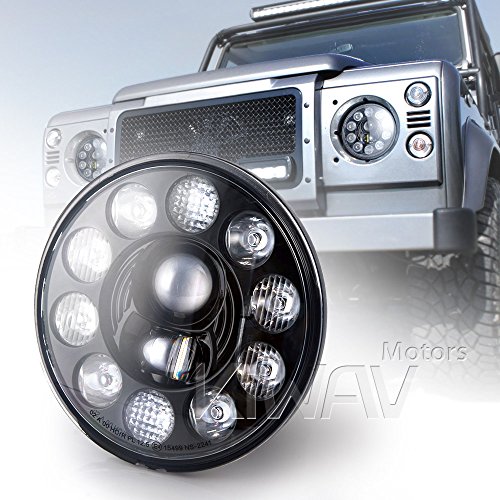 Sirius 7" LED headlight x1 high low beam position light black reflector NS-2241 for Land Rover Defender FJ Cruiser Jeep