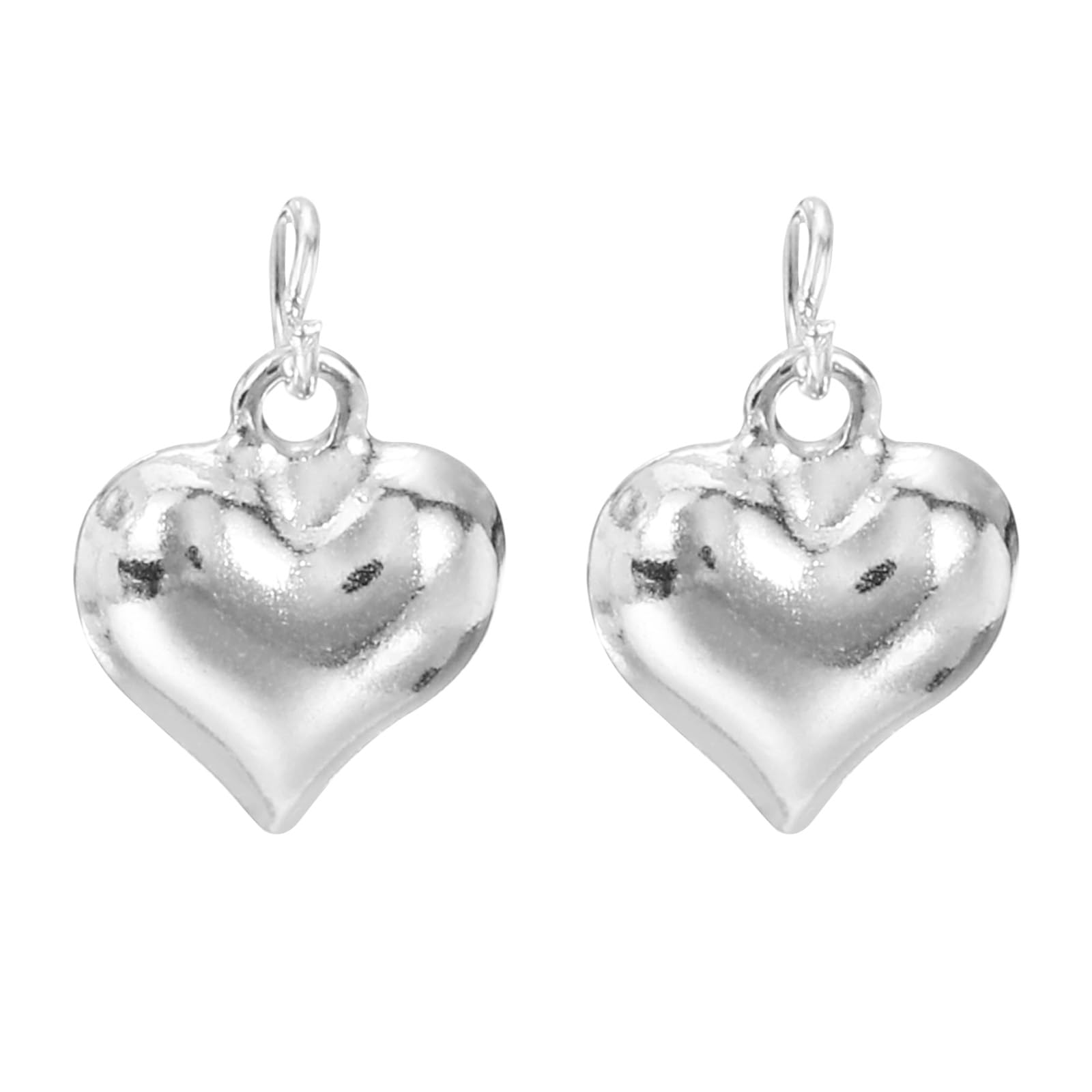PATIKIL 2pcs Heart Charm, 8mm Mini 925 Silver Heart Pendant Charm Bulk Silver DIY for Making s s s Craft, Silver