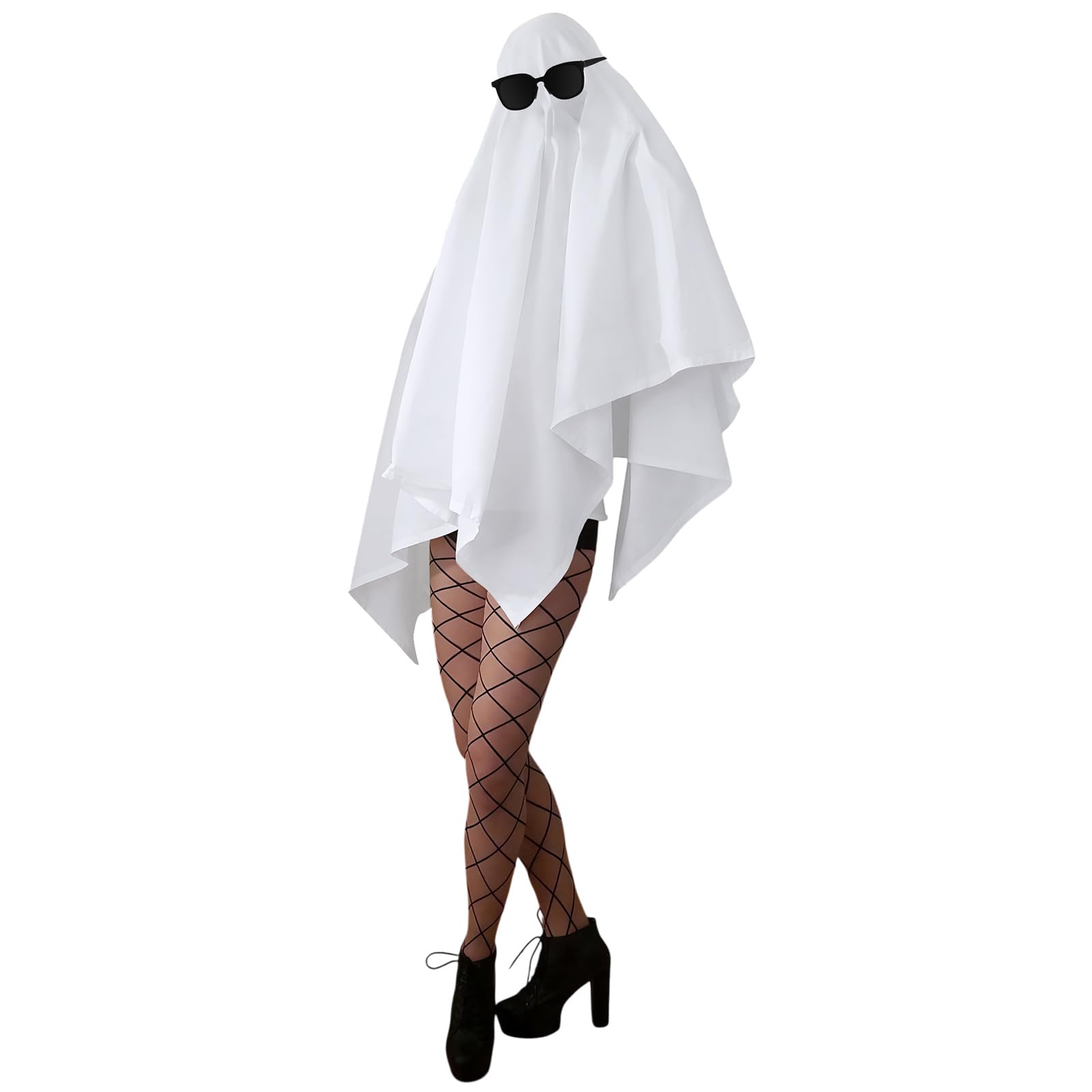 Photo 1 of *Missing Parts*
Simlakey Ghost Halloween Costume Women Adult White Ghost Poncho Glasses Fishnet Stockings for Halloween Cosplay Party