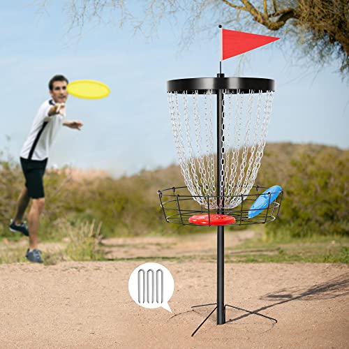 Yaheetech Disc Golf Basket Portable Disc Golf Target Pro Frisbee Golf Basket Set with Heavy Duty