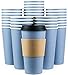 Glowcoast Disposable Coffee Cups With Lids - 20 oz To Go Coffee Cup (90 Pack). Large Travel Cups Hold Shape With Hot and Cold Drinks, No Leaks! Paper Cups with Insulated Sleeves Protect Fingers!