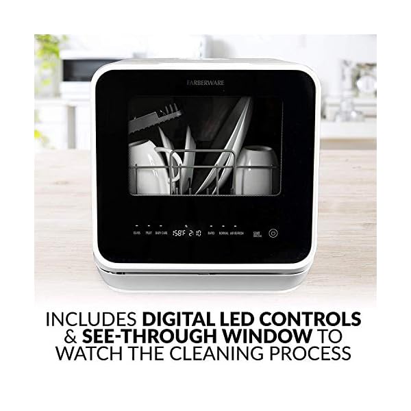 Farberware FDW05ASBWHA Compact Portable Countertop Dishwasher with 5
