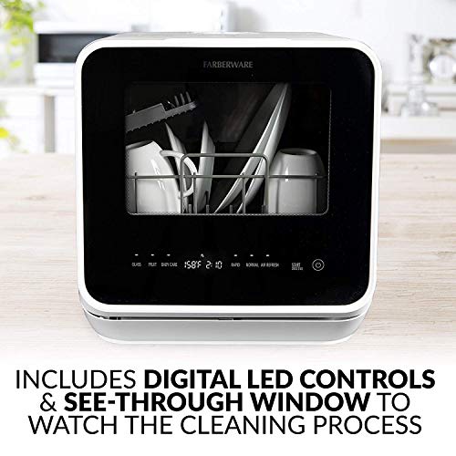 Farberware FDW05ASBWHA Compact Portable Countertop Dishwasher with 5