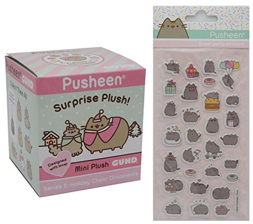 Gund Pusheen Blind Box Surprise Series #5 - Holiday Cheer Ornaments Plush with Pusheen Super Puffy Stickers