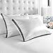 Restorology Genius Pillow (2-Pack) - Hotel Quality Plush Cooling Gel Fiber Filled Pillow with Sateen Gusset - Hypoallergenic - Queen